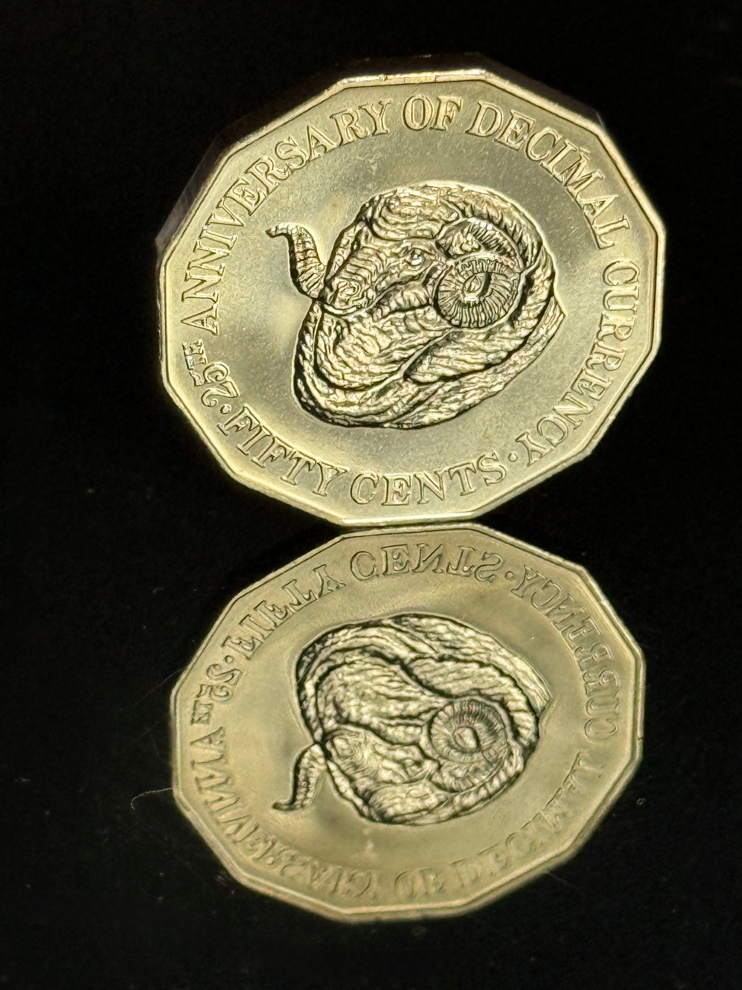 1991 50 Cent Coin - Rams Head - Uncirculated - comes in 2x2