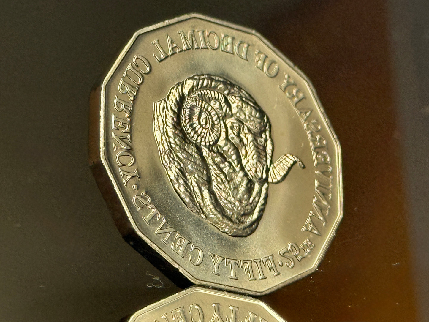 1991 50 Cent Coin - Rams Head - Uncirculated - comes in 2x2