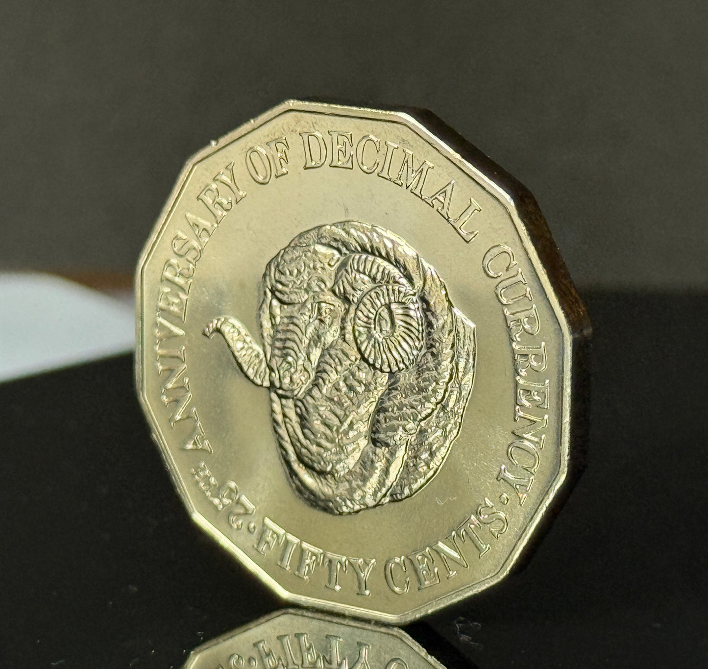 1991 50 Cent Coin - Rams Head - Uncirculated - comes in 2x2