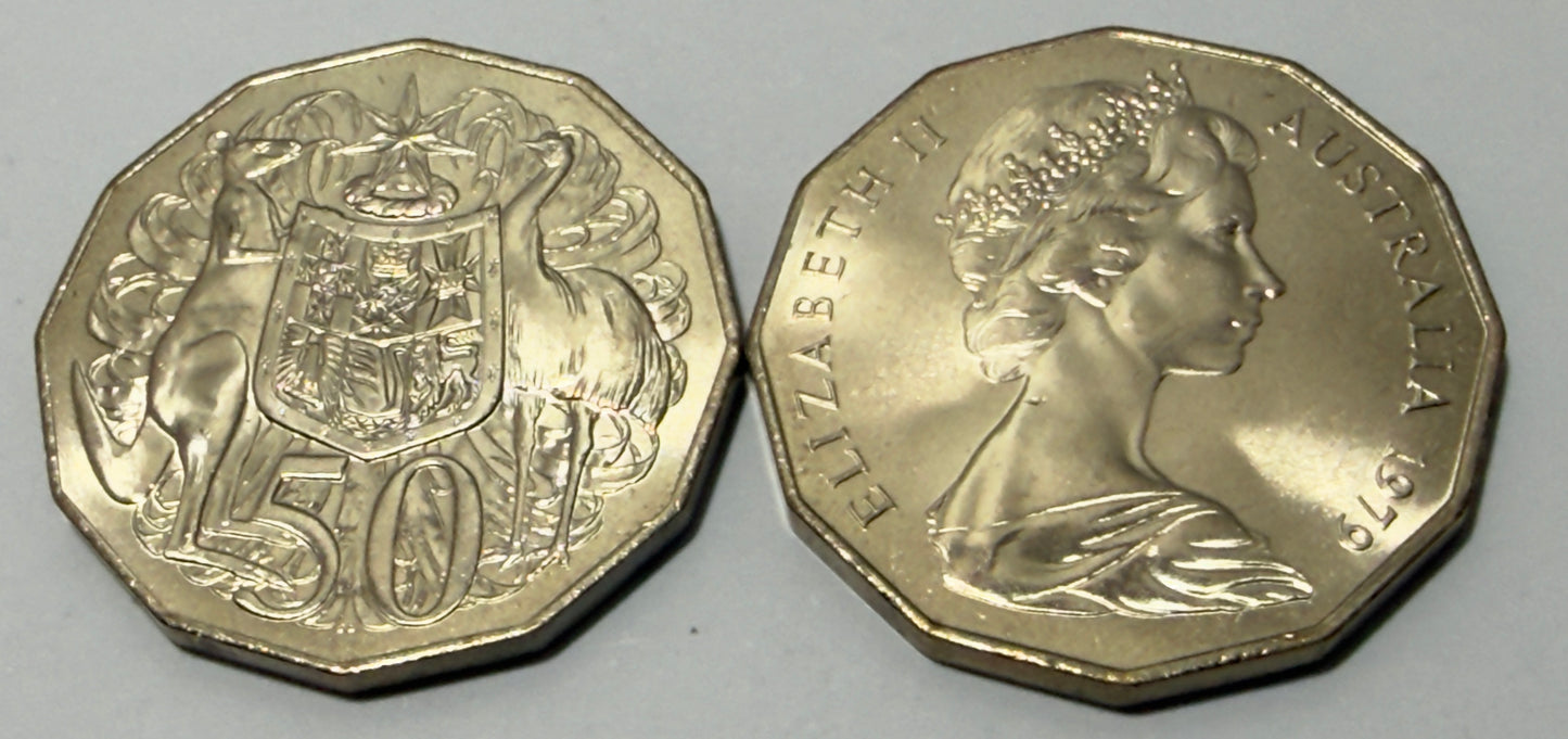 1979 50 Cent Coin -Uncirculated- Coat Of Arms - 50c - Ex RAM Roll