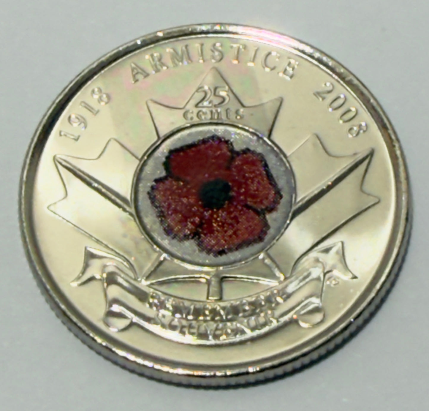 2008 Canadian Poppy Quarter - Coloured 25 Cent - Uncirculated - comes in 2x2