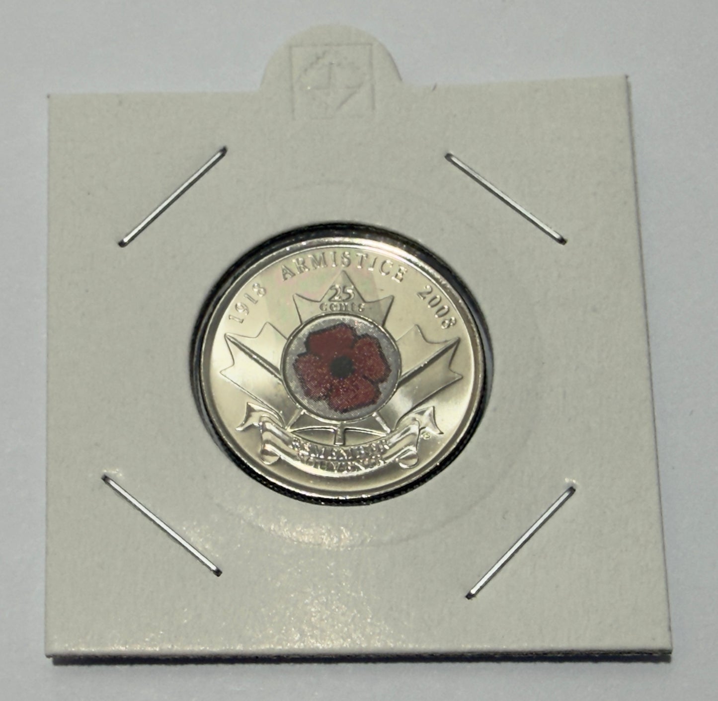 2008 Canadian Poppy Quarter - Coloured 25 Cent - Uncirculated - comes in 2x2