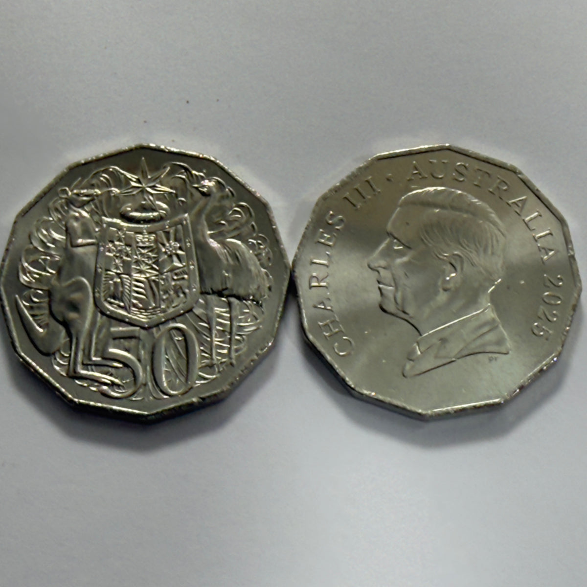 2025 50 Cent Coin - King Charles - Coat of Arms - Uncirculated - 50c in 2x2
