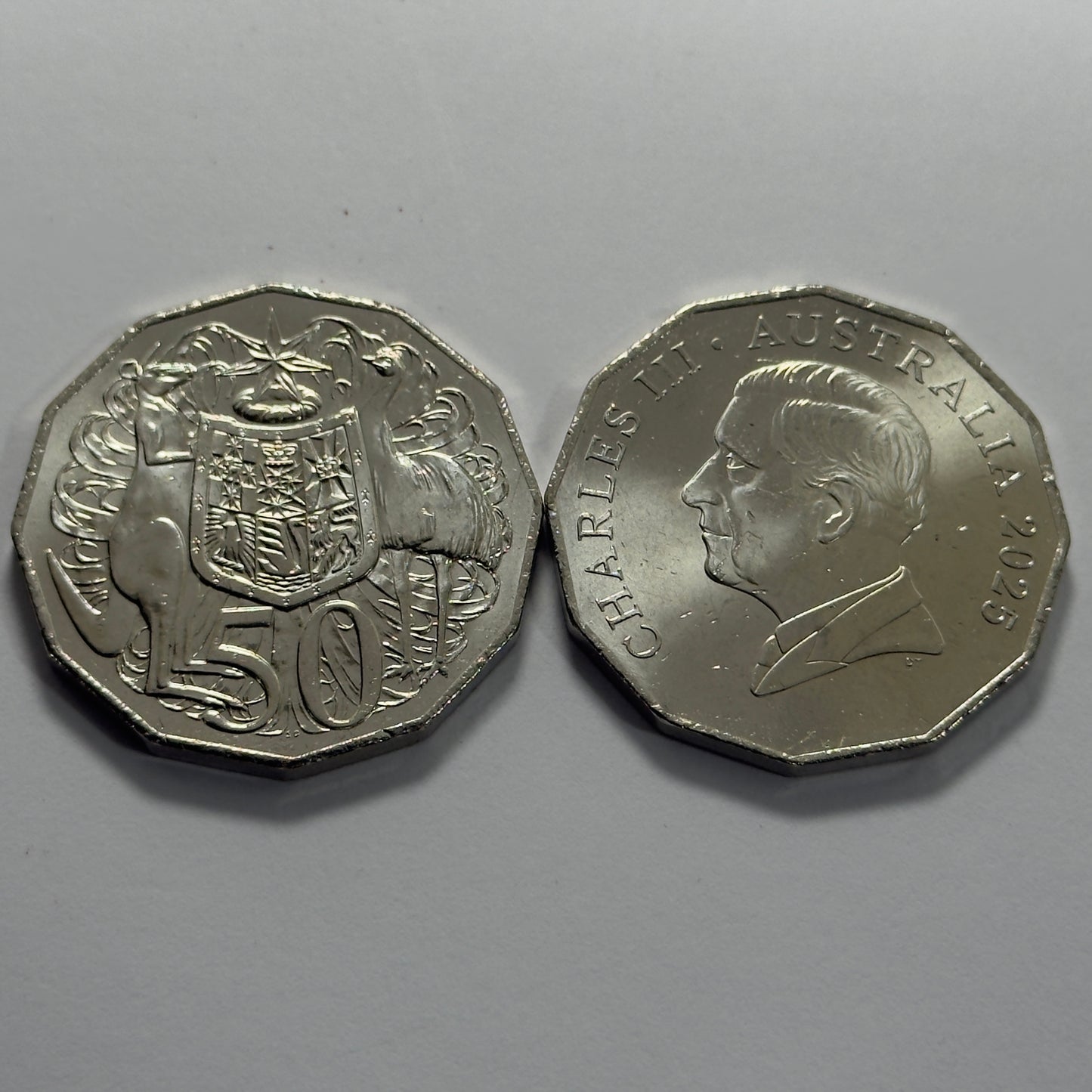 2025 50 Cent Coin - King Charles - Coat of Arms - Uncirculated - 50c in 2x2