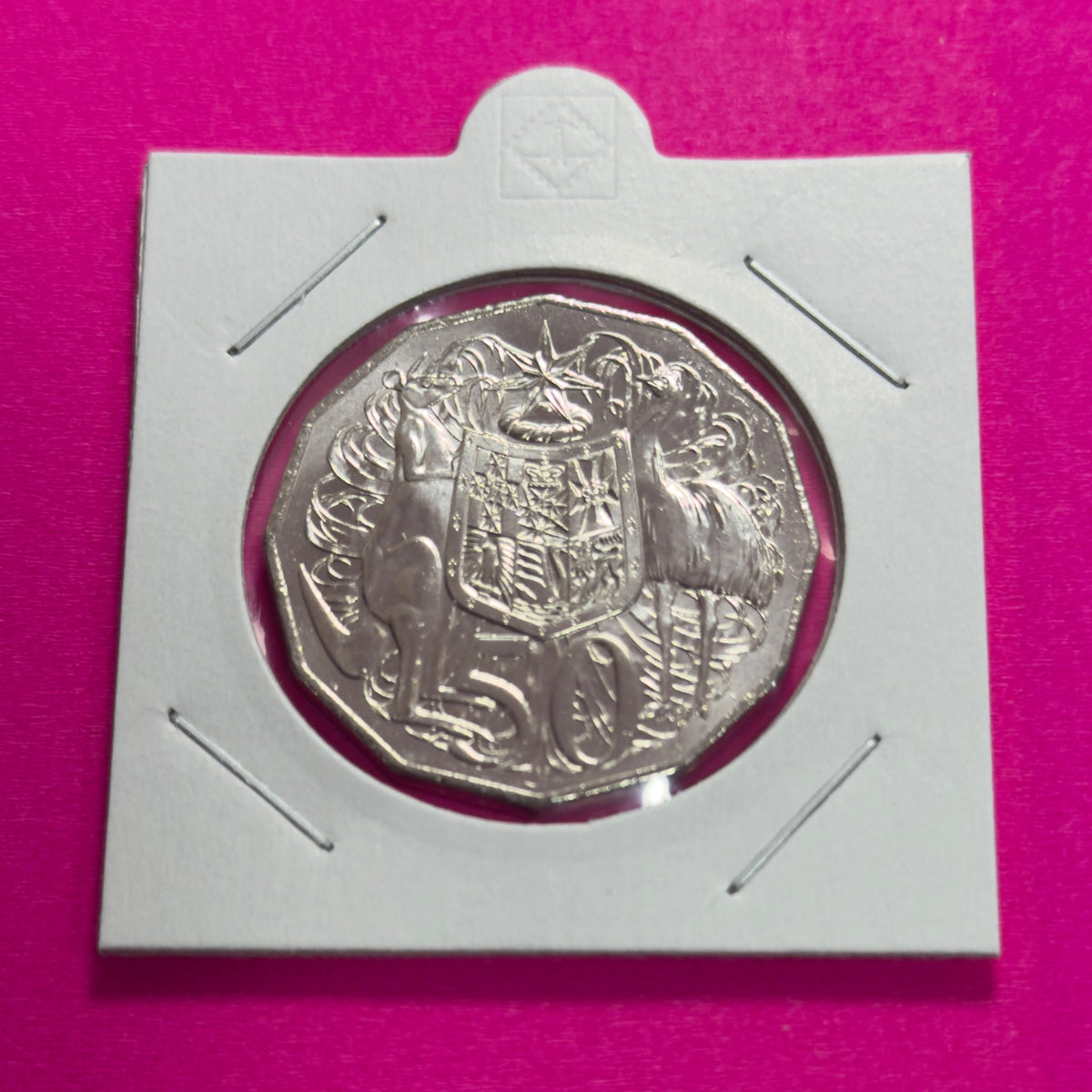 2025 50 Cent Coin - King Charles - Coat of Arms - Uncirculated - 50c in 2x2
