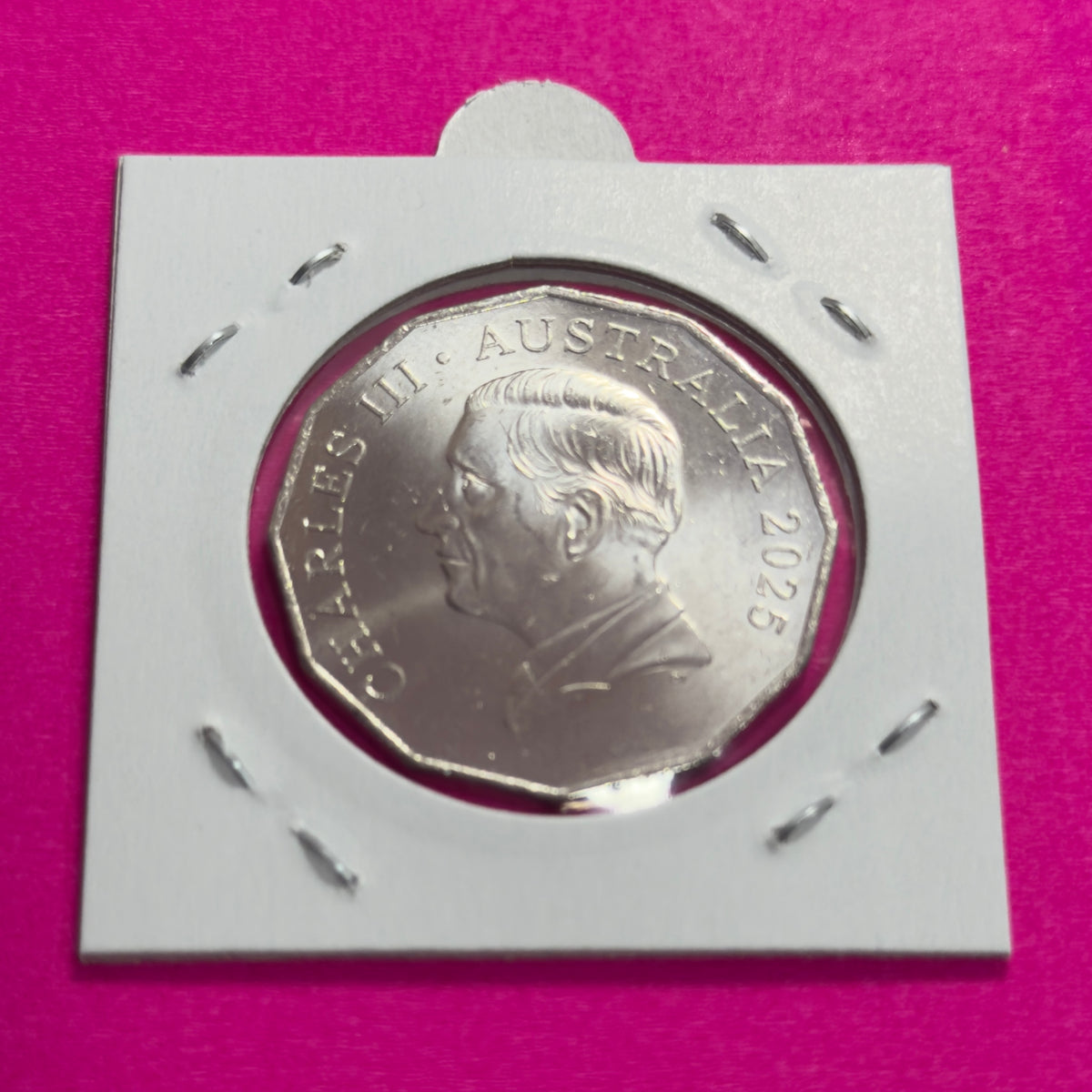 2025 50 Cent Coin - King Charles - Coat of Arms - Uncirculated - 50c in 2x2