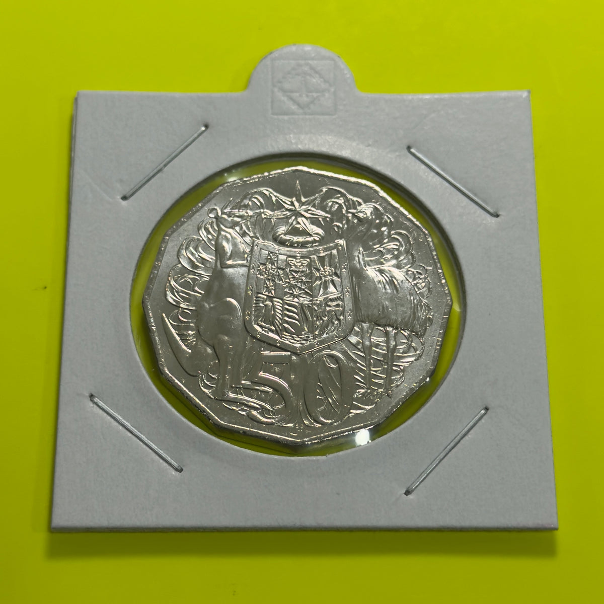 2025 50 Cent Coin - King Charles - Coat of Arms - Uncirculated - 50c in 2x2