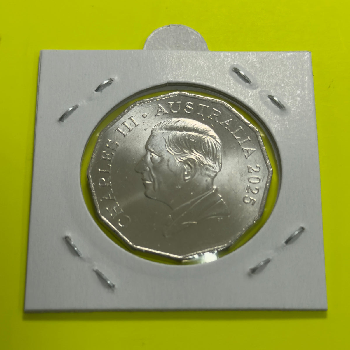 2025 50 Cent Coin - King Charles - Coat of Arms - Uncirculated - 50c in 2x2