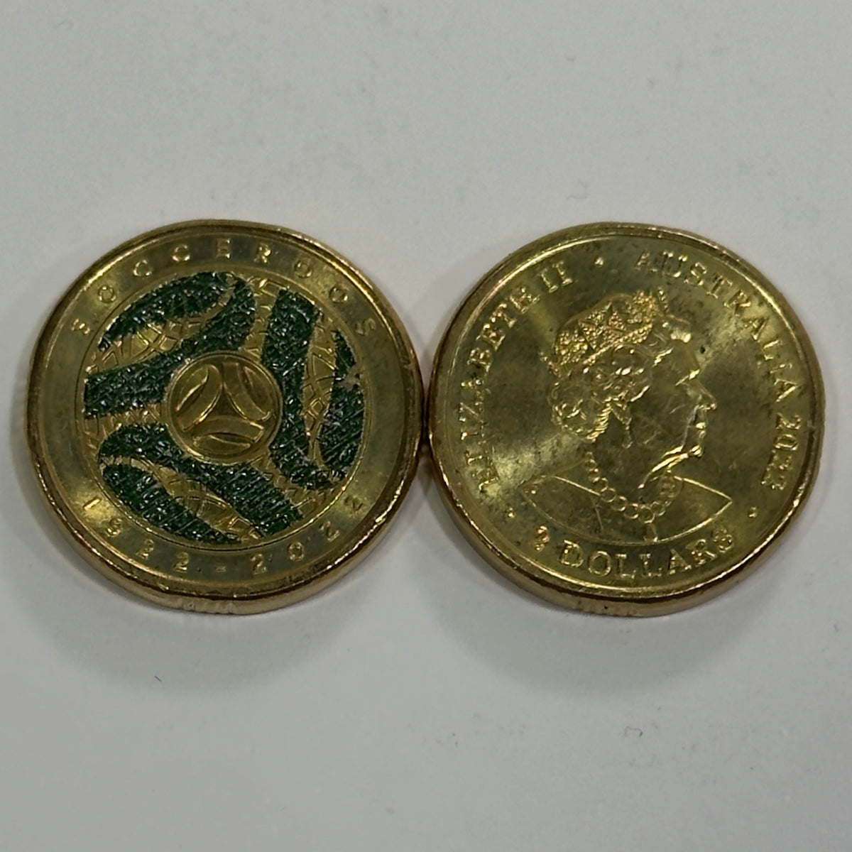 2022 $2 Socceroos Coloured Coin - Uncirculated - 100 Year Centenary in 2x2