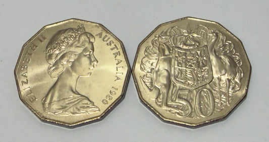 1980 50 Cent Coin - Uncirculated - DOUBLE BAR - comes in 2x2