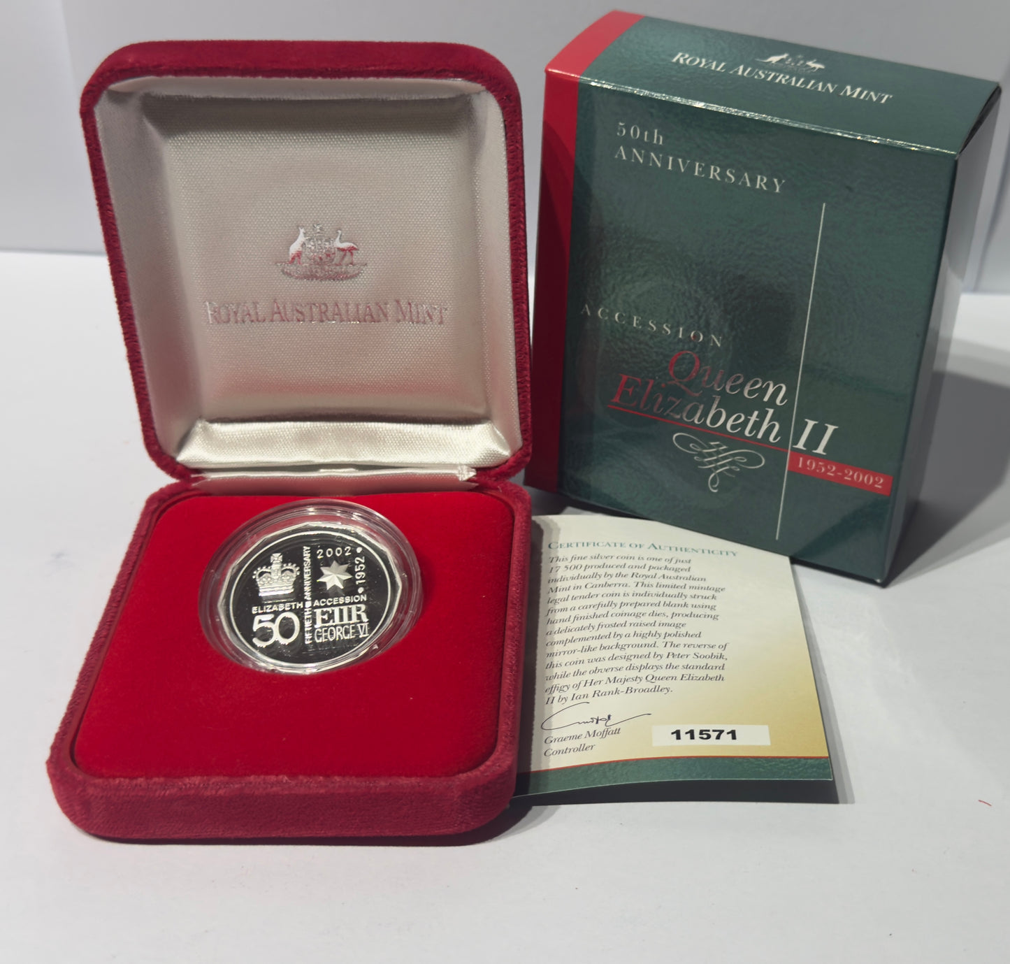 2002 50 Cent - Fine Silver Proof Coin Accession Golden Jubilee