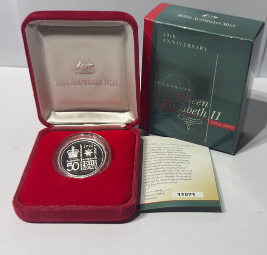 2002 50 Cent - Fine Silver Proof Coin Accession Golden Jubilee