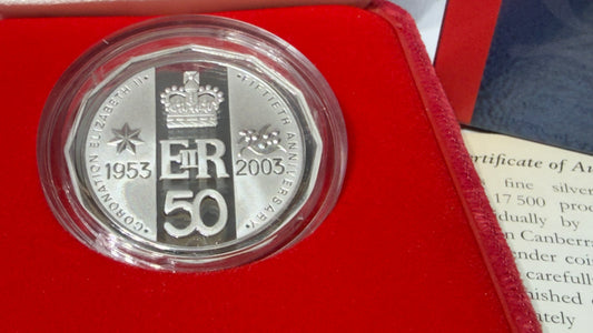 2003 50 Cent Silver Proof Coronation Coin - 50th Anniversary