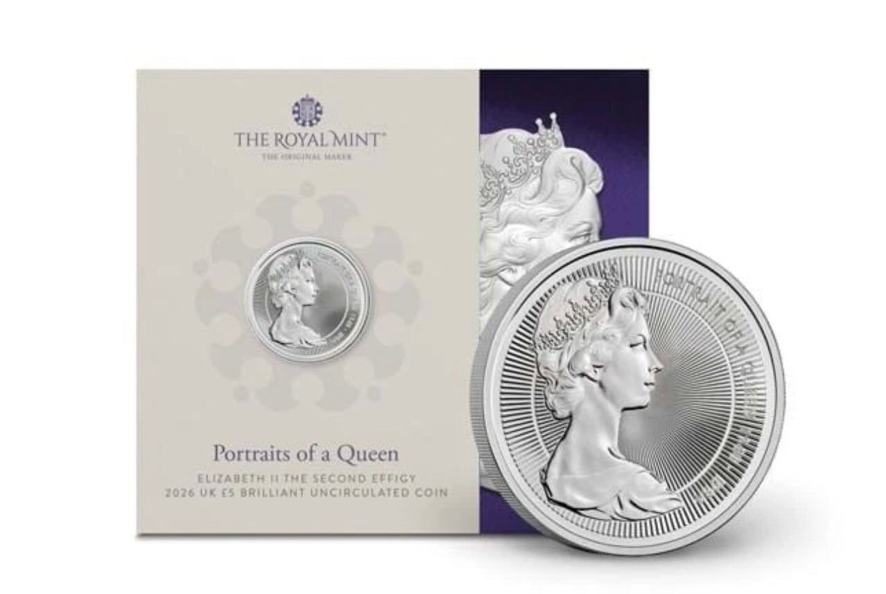 2026 Portraits of a Queen - UK £5 BU Coin - Elizabeth II The First Effigy - New Age Numismatics