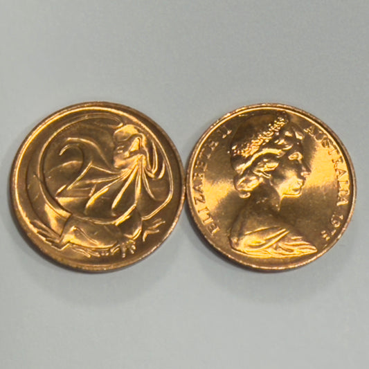 1975 2 Cent Coin - Uncirculated - Ex RBA Roll - Two Cent - comes in 2x2