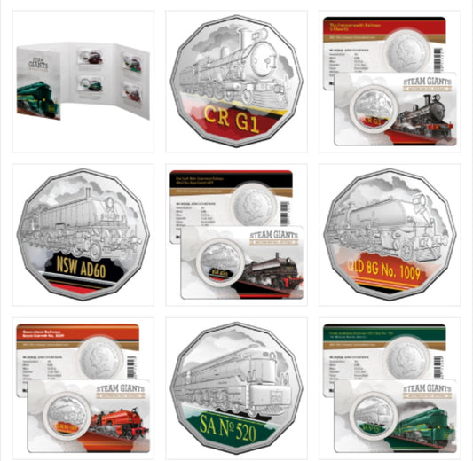 2025 Steam Giants 7 x 50 Cent Folder Set - Uncirculated Complete Folder