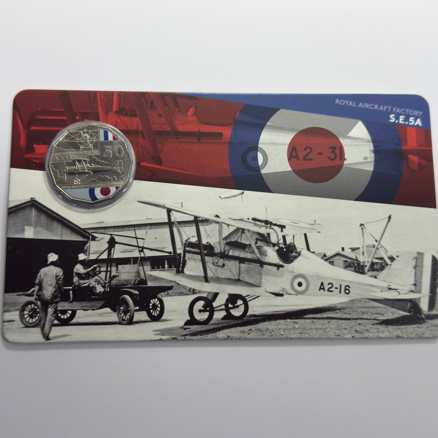 2021 50 Cent Coloured Coin - Royal Aircraft Factory S.E.5A - Uncirculated
