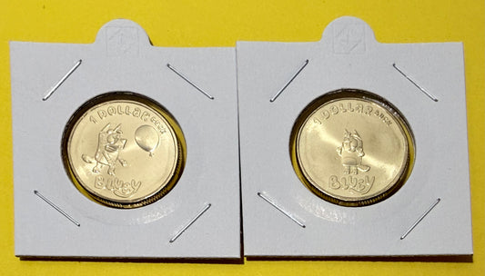 2024 Bluey BUCKS $1 Pair Uncirculated Bluey & Bingo in 2x2s