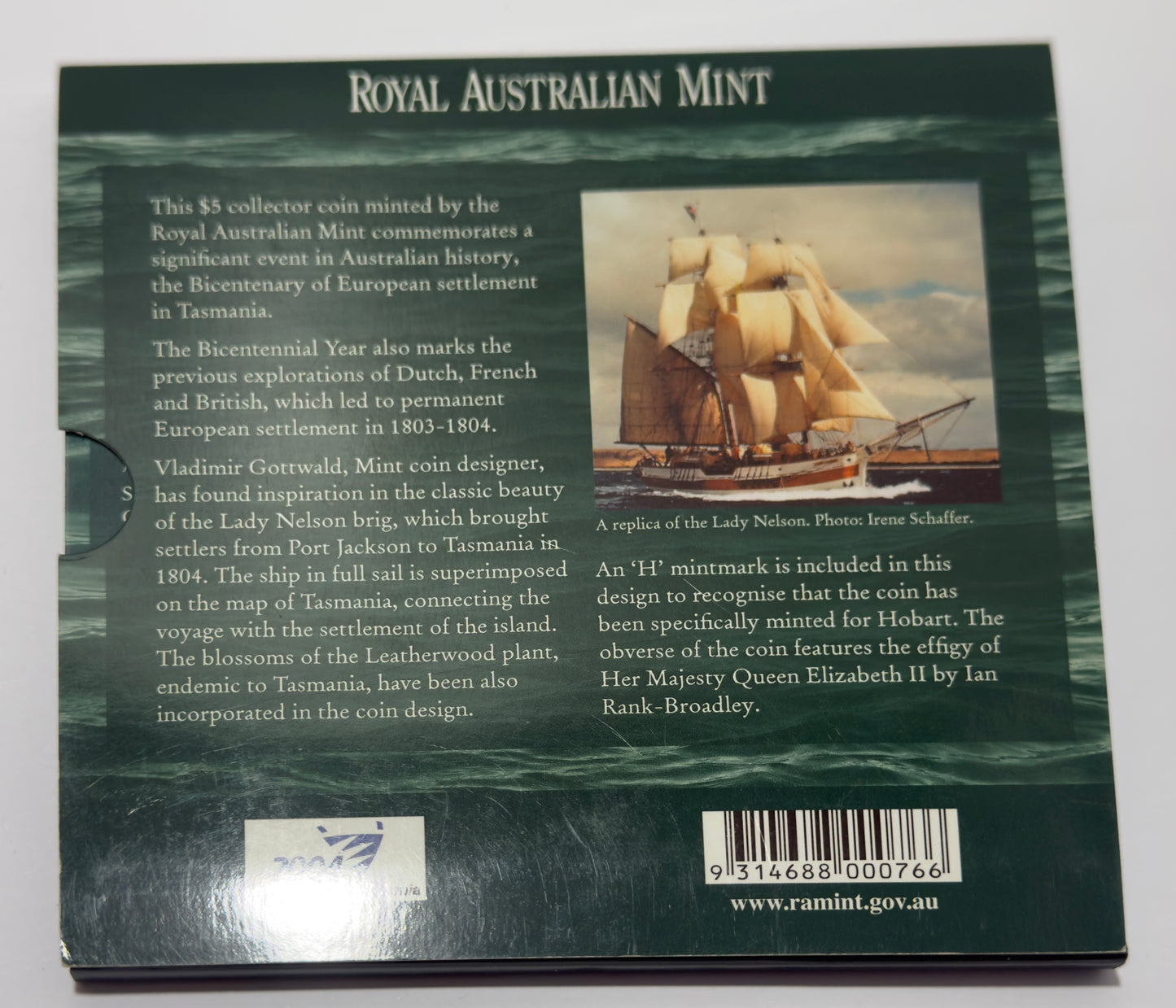 2004 $5 Uncirculated Coin - Bicentenary of Tasmania