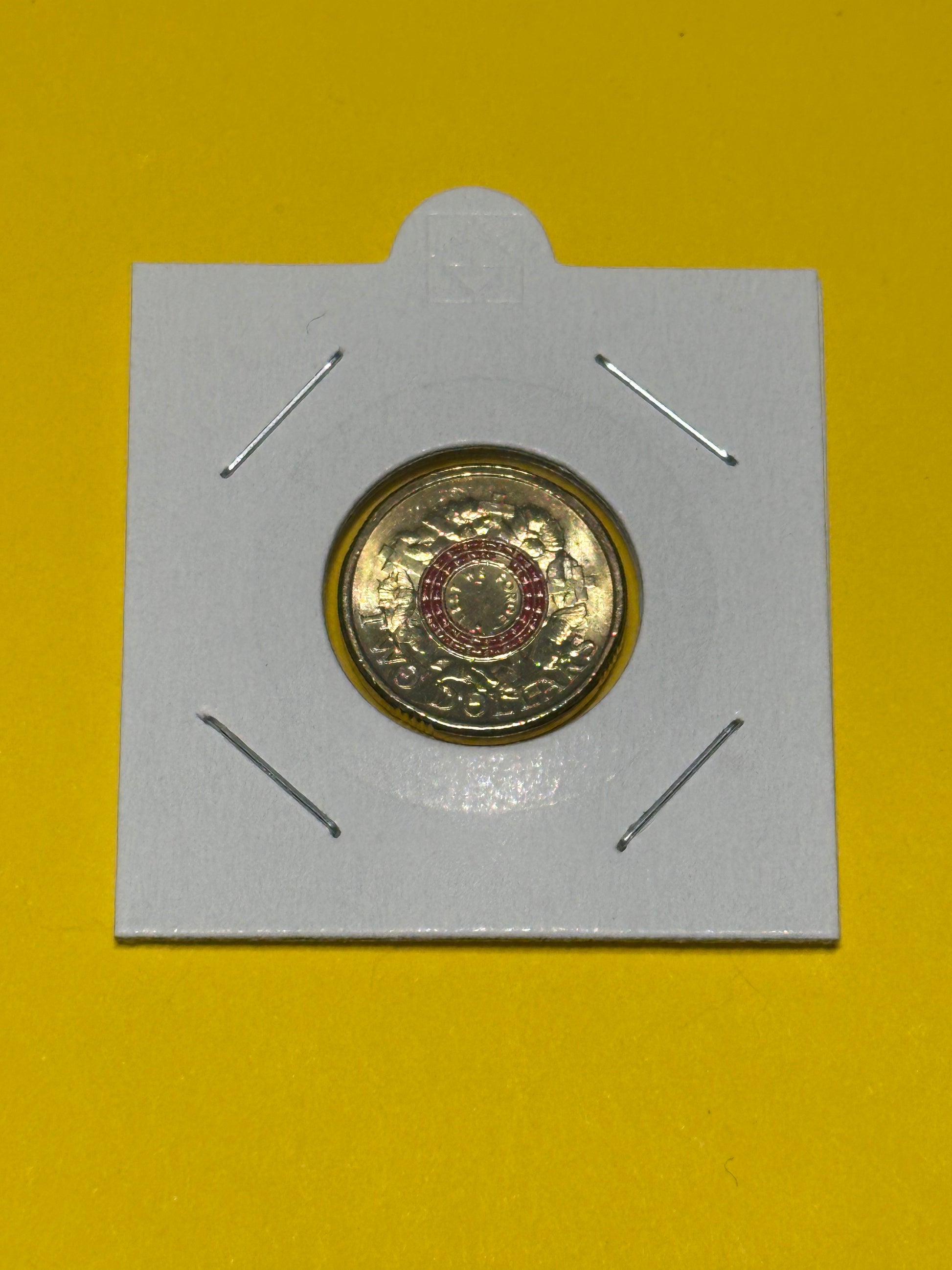 2015 $2 Coin - Lest We Forget- UNCIRCULATED  - LWF Red War Graves - in 2x2 - New Age Numismatics