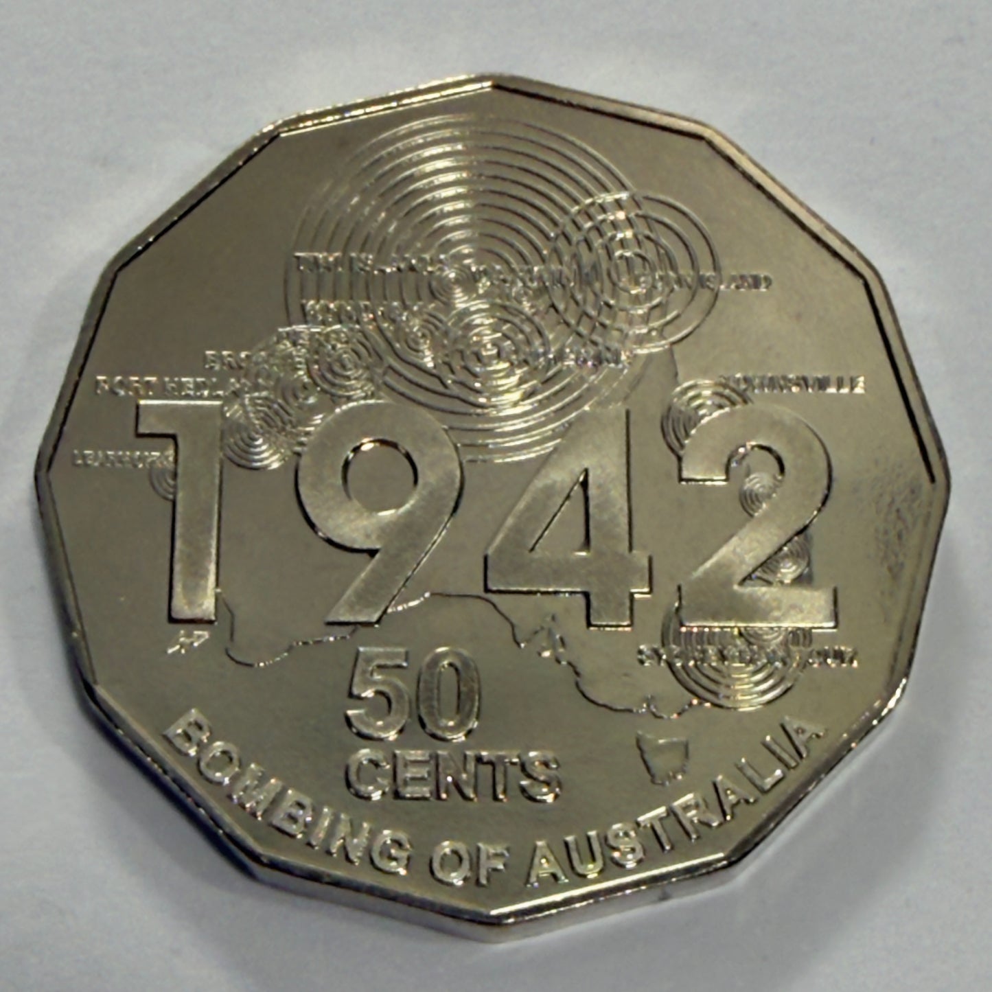 2012 50 Cent Coin - Shores Under Siege - Bombing of Australia - UNC - in 2x2