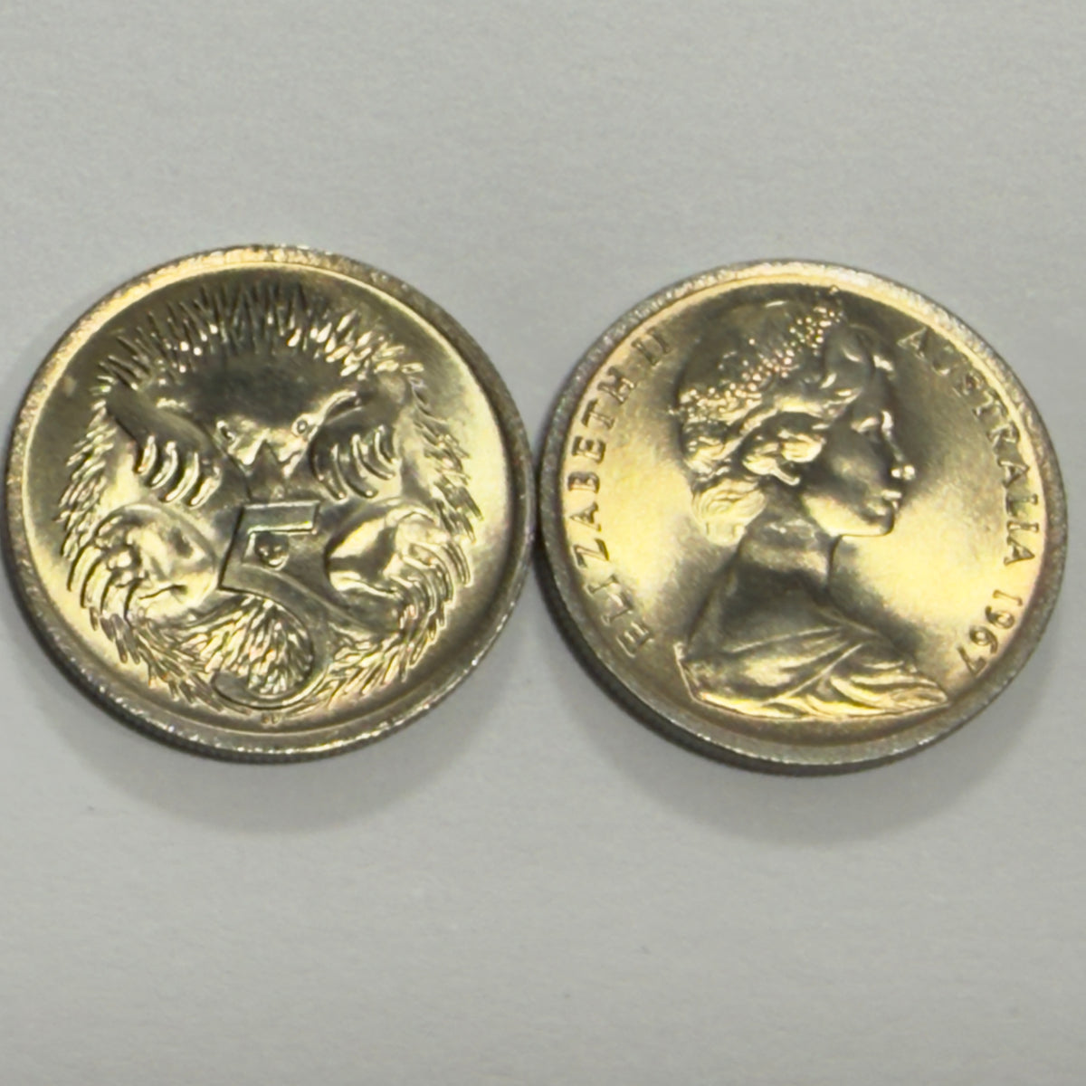 1967 5 Cent Coin - Uncirculated - Echidna Five Cent 5c - comes in 2x2