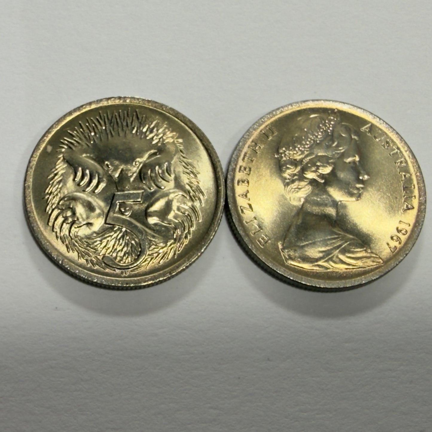1967 5 Cent Coin - Uncirculated - Echidna Five Cent 5c - comes in 2x2