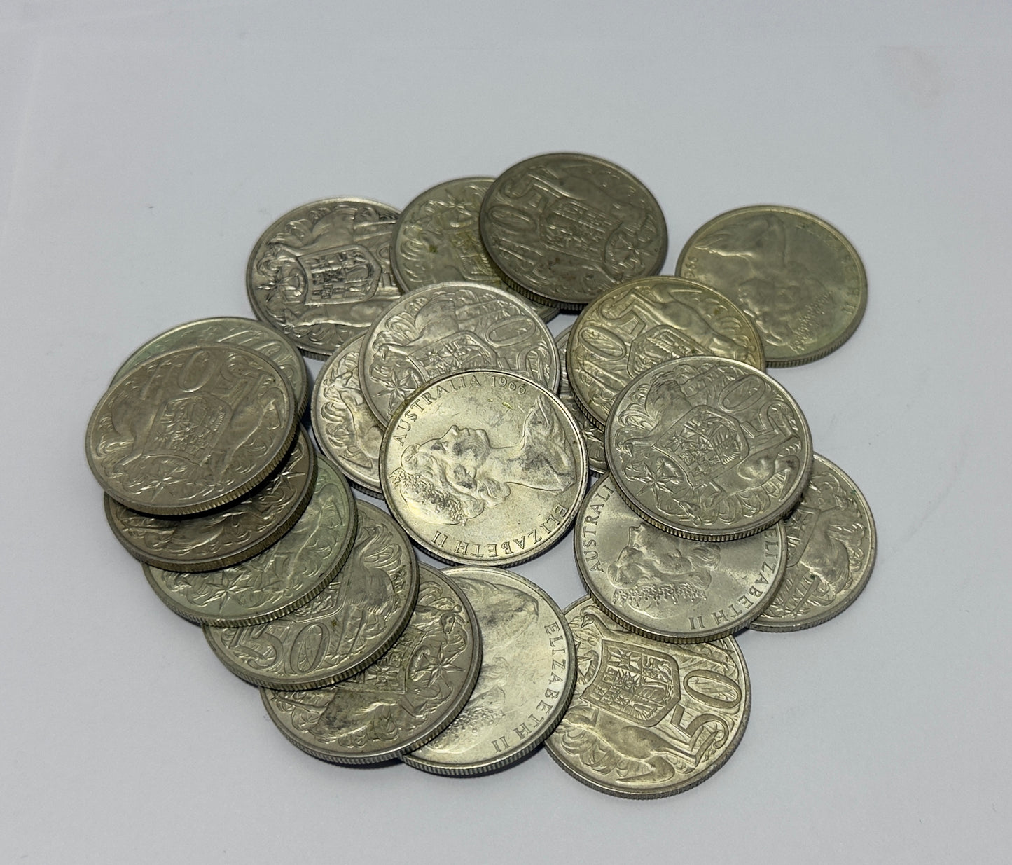 1966 Round 50 Cent Coin - Circulated - 80% Silver - ASW 10.62g 0.3416 Troy Ounces