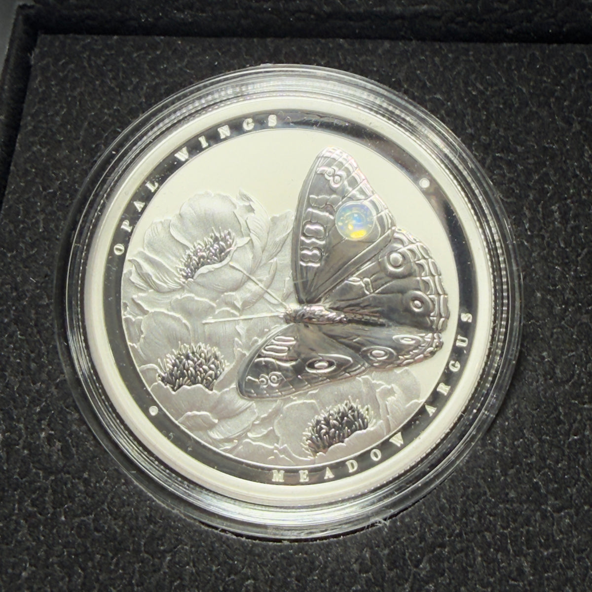 2026 Australian Opal Wings - 1 Oz Silver Proof Coin - Opal Insert - Meadow Argus