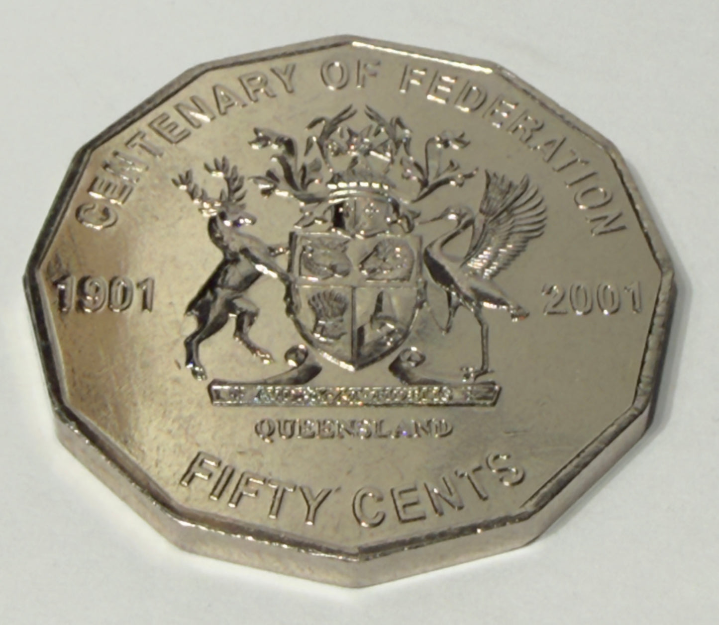 2001 50 Cent Coin - Uncirculated - Centenary of Federation QLD - comes in 2x2