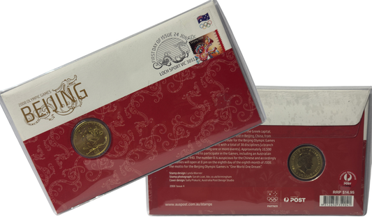 2008 $1 Beijing Olympic Games PNC - P Mintmark $1 Coin