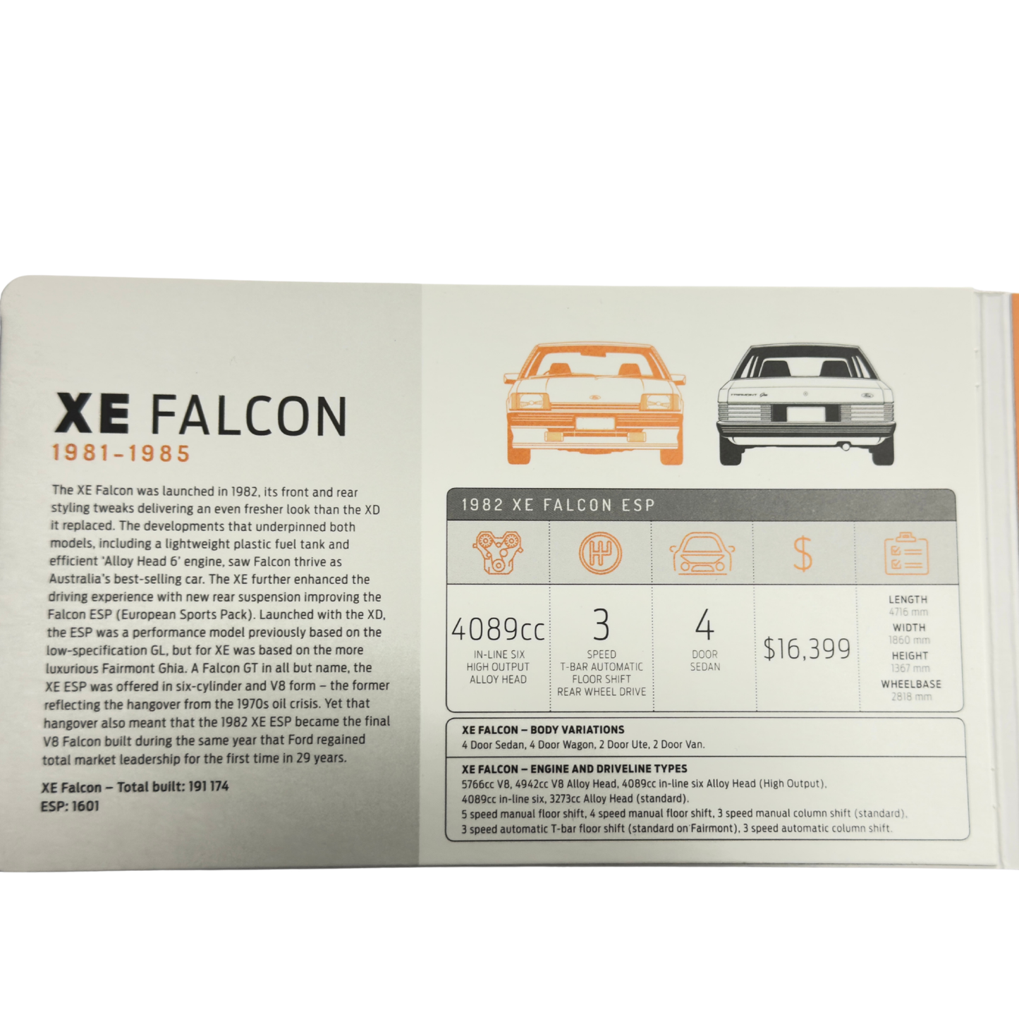 2017 50 Cent Coloured Coin - 1982 FORD XE FALCON ESP - Uncirculated Carded