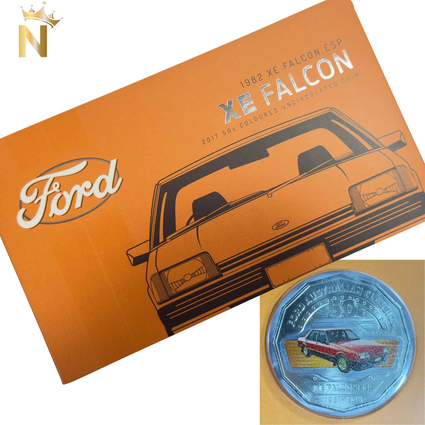 2017 50 Cent Coloured Coin - 1982 FORD XE FALCON ESP - Uncirculated Carded