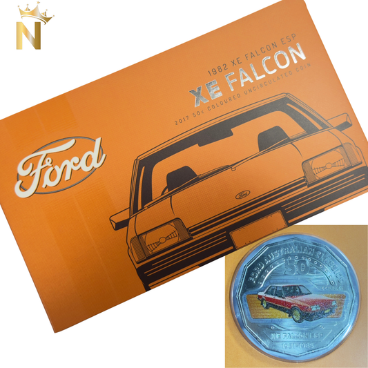 2017 50 Cent Coloured Coin - 1982 FORD XE FALCON ESP - Uncirculated Carded