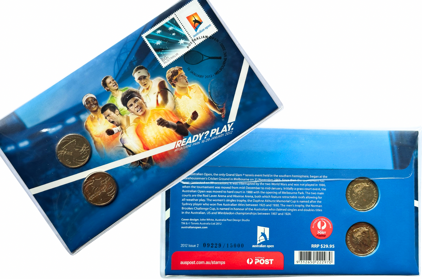 2012 2 x $1 Coin Australian Open PNC - Ready to Play
