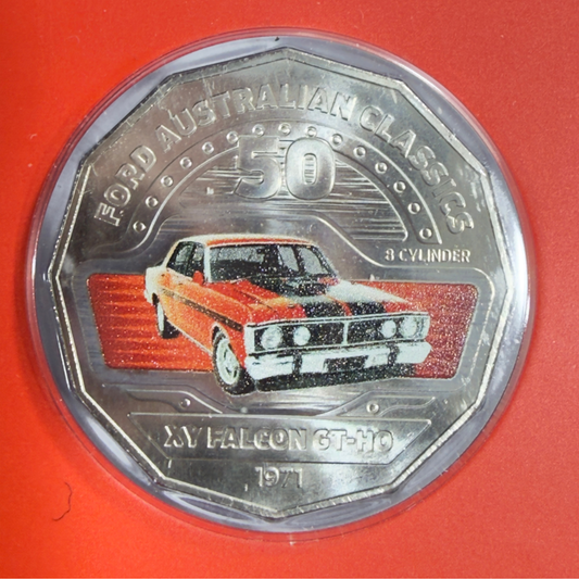 2017 50 Cent Coloured Coin - 1971 FORD XY GT-HO PHASE III - Uncirculated on Card