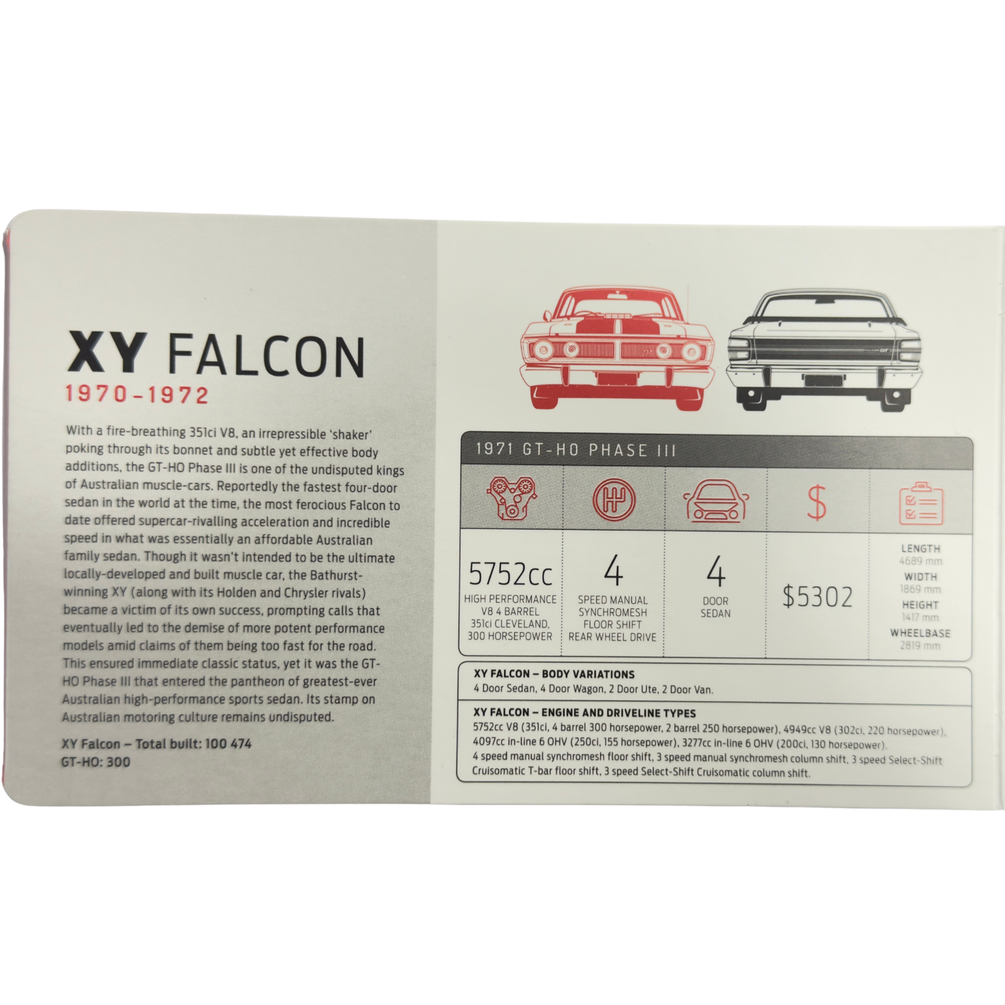 2017 50 Cent Coloured Coin - 1971 FORD XY GT-HO PHASE III - Uncirculated on Card