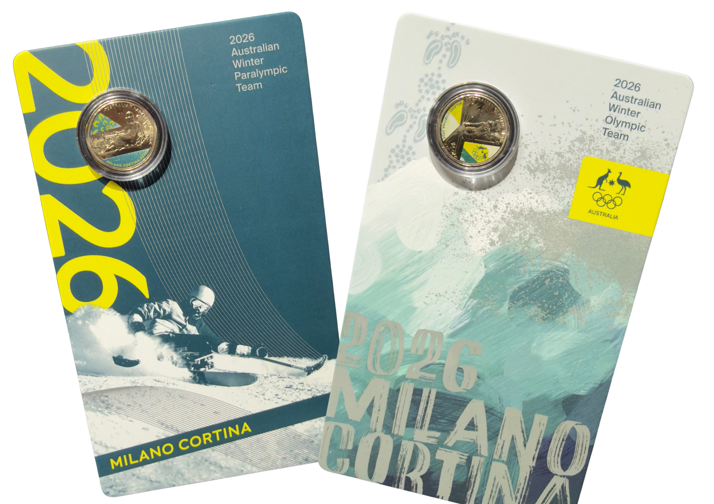 Australia 2026 Pair $1 Coloured Uncirculated Coins - Winter Olympics (2 COINS)