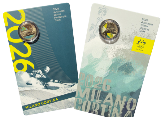 Australia 2026 Pair $1 Coloured Uncirculated Coins - Winter Olympics (2 COINS)