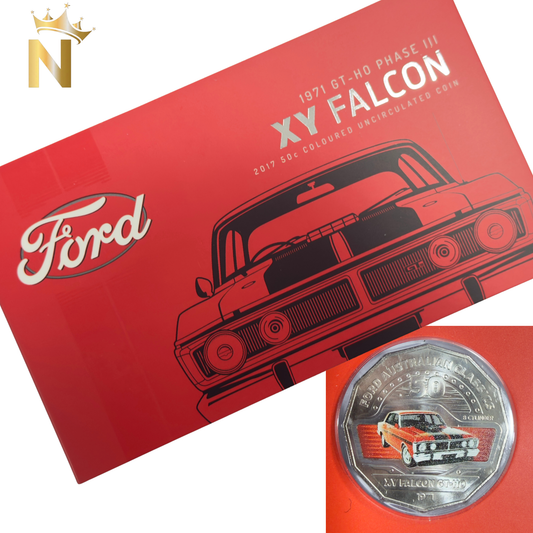 2017 50 Cent Coloured Coin - 1971 FORD XY GT-HO PHASE III - Uncirculated on Card
