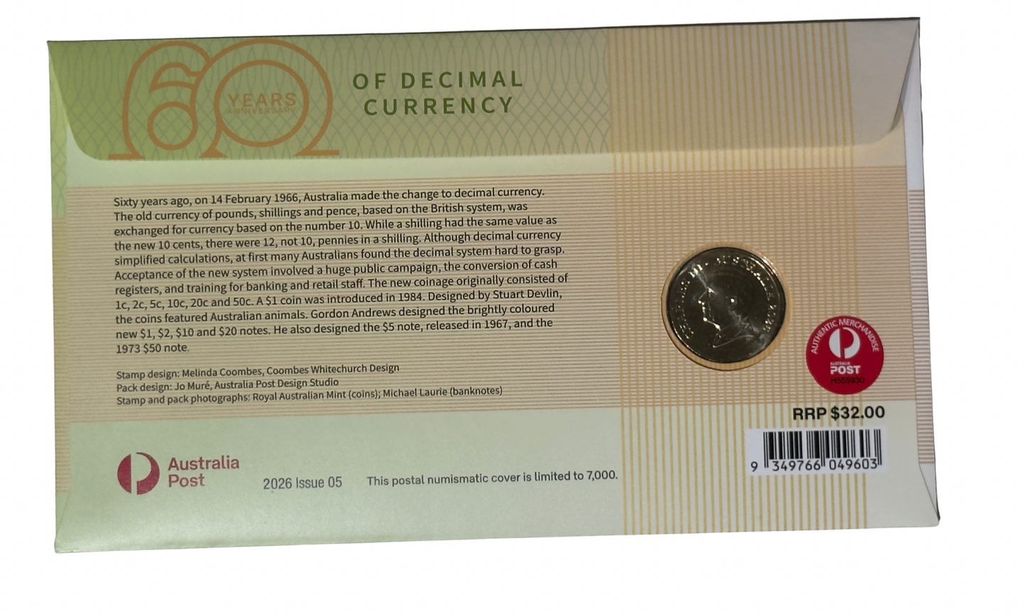 2026 60 Years of Decimal Currency $1 PNC LTD 7000
