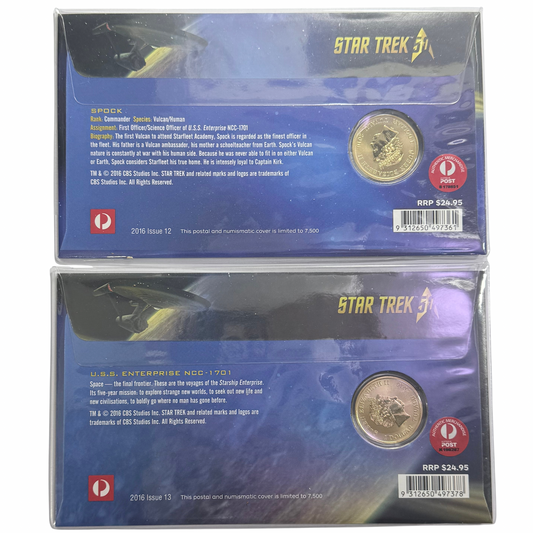 2016 Star Trek PNC Pair - U.S.S. ENTERPRISE & SPOCK - Issue 12 & 13