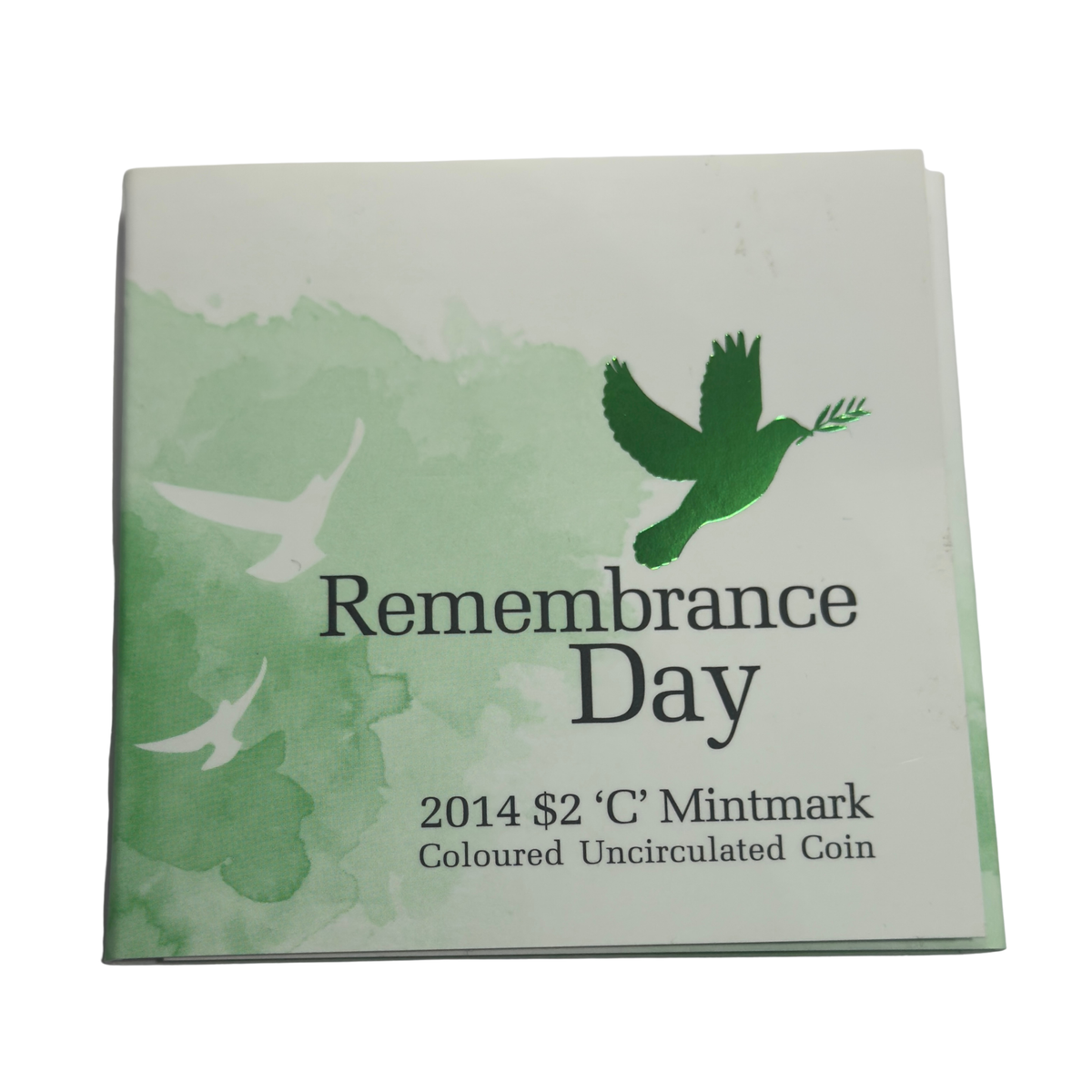 2014 $2 C-Mint Green Dove - $2 Remembrance Day Dove - Uncirculated