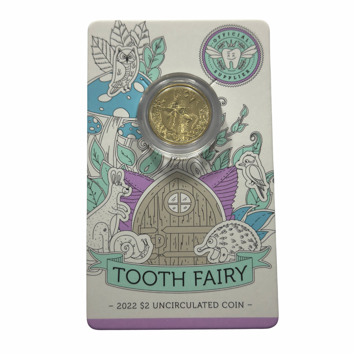 2022 $2 Tooth Fairy Coin On Card - Uncirculated - Two Dollar