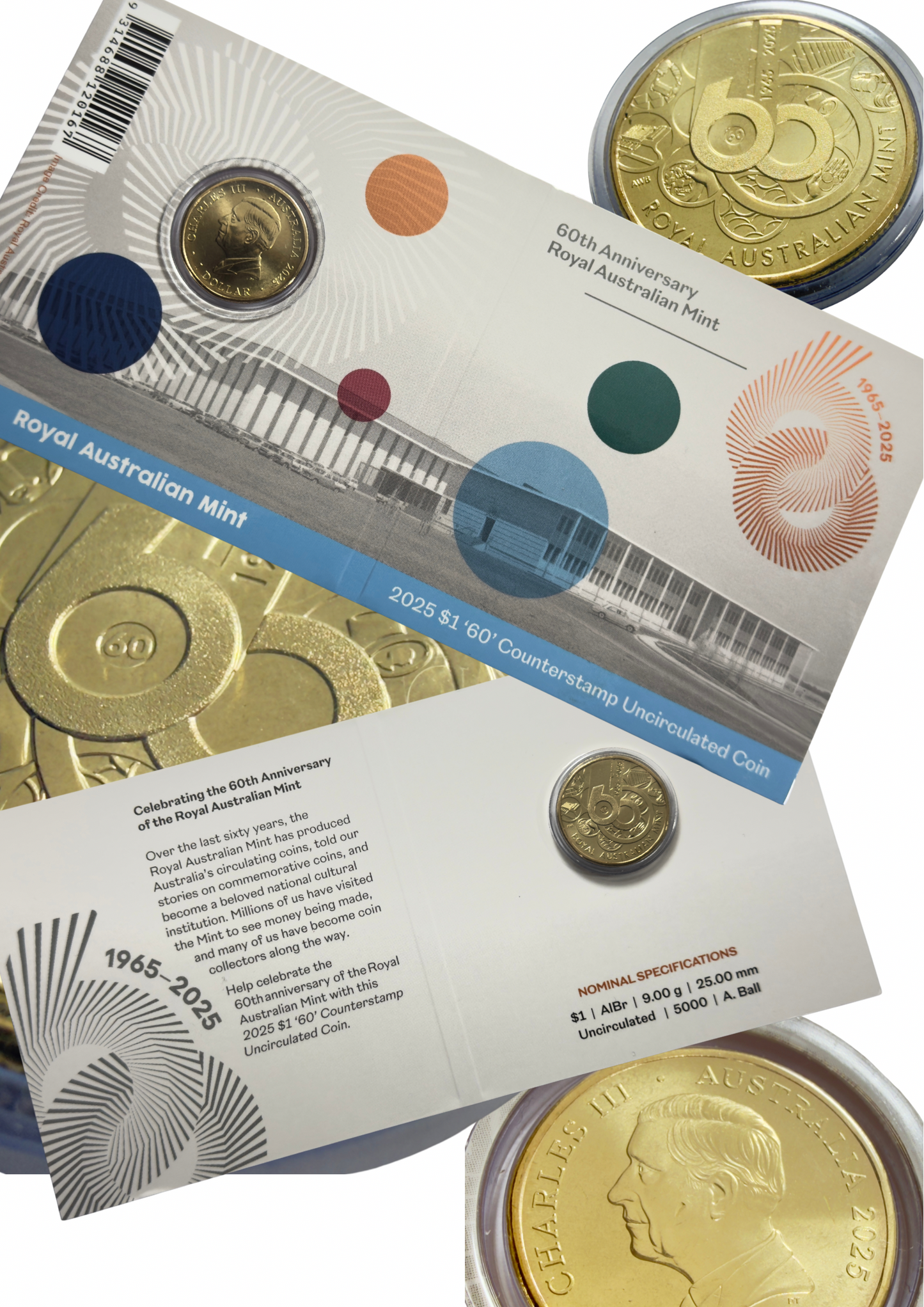 2025 $1 '60' Counterstamp - 60th Anniversary of RAM - ONLY 3169 Minted