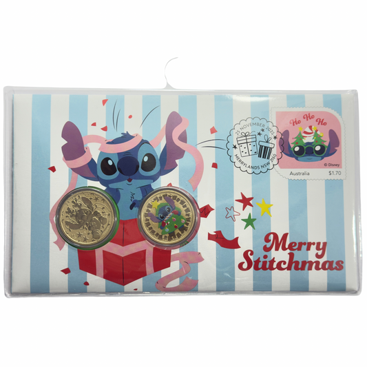 2025 2x $1 PNC - Merry Stitchmas - Coloured $1 Tuvalu STITCH - ONLY 6000
