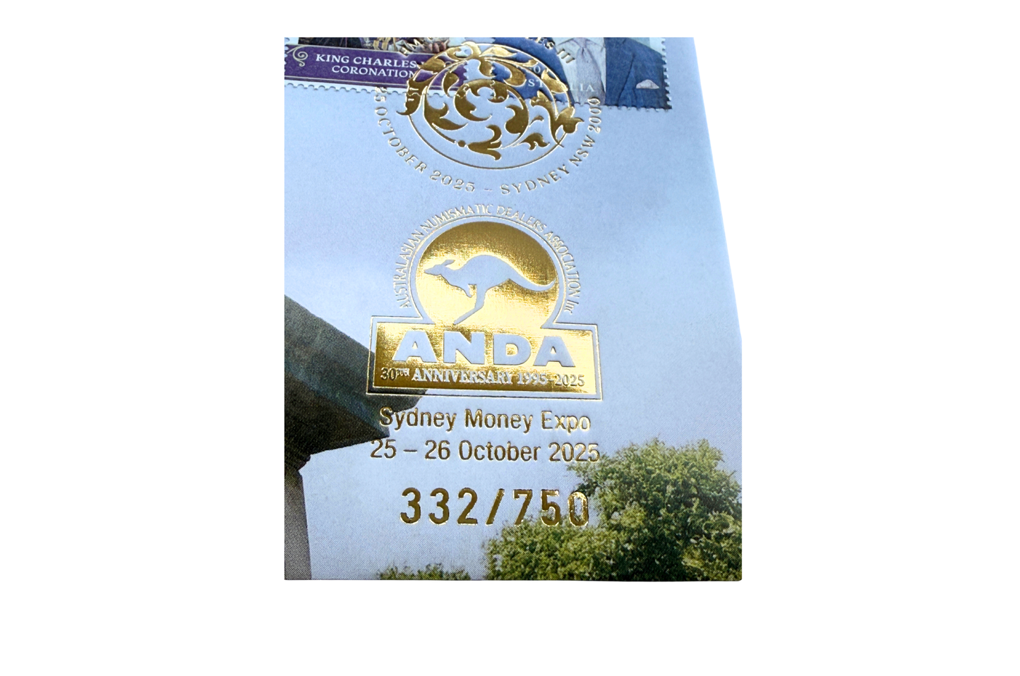 Reverse side of 2025 ANDA Sydney Money Expo PNC showing coin specifications and commemorative details
