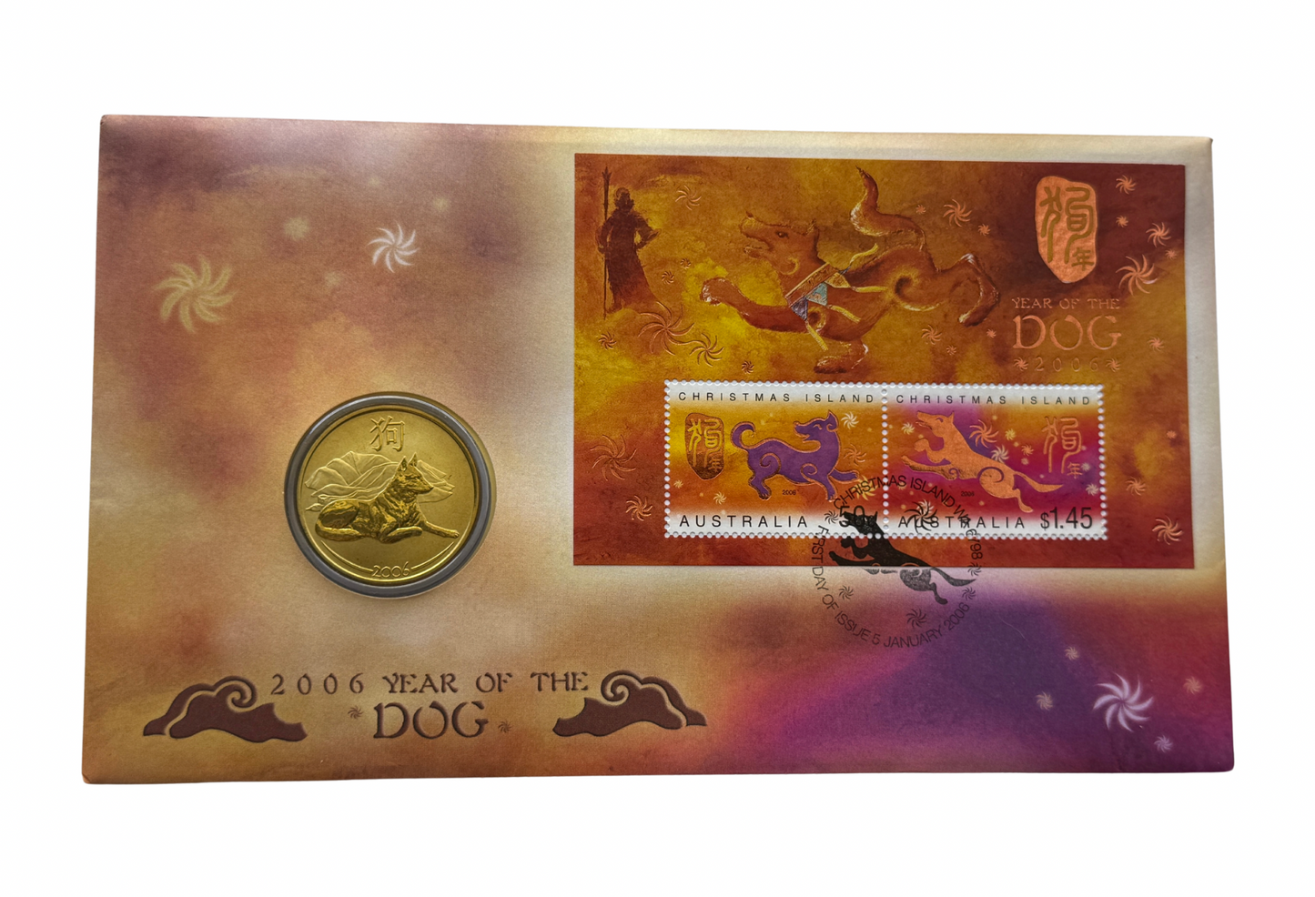 2006 Year of The Dog PNC - Perth Mint 50 Cent PNC