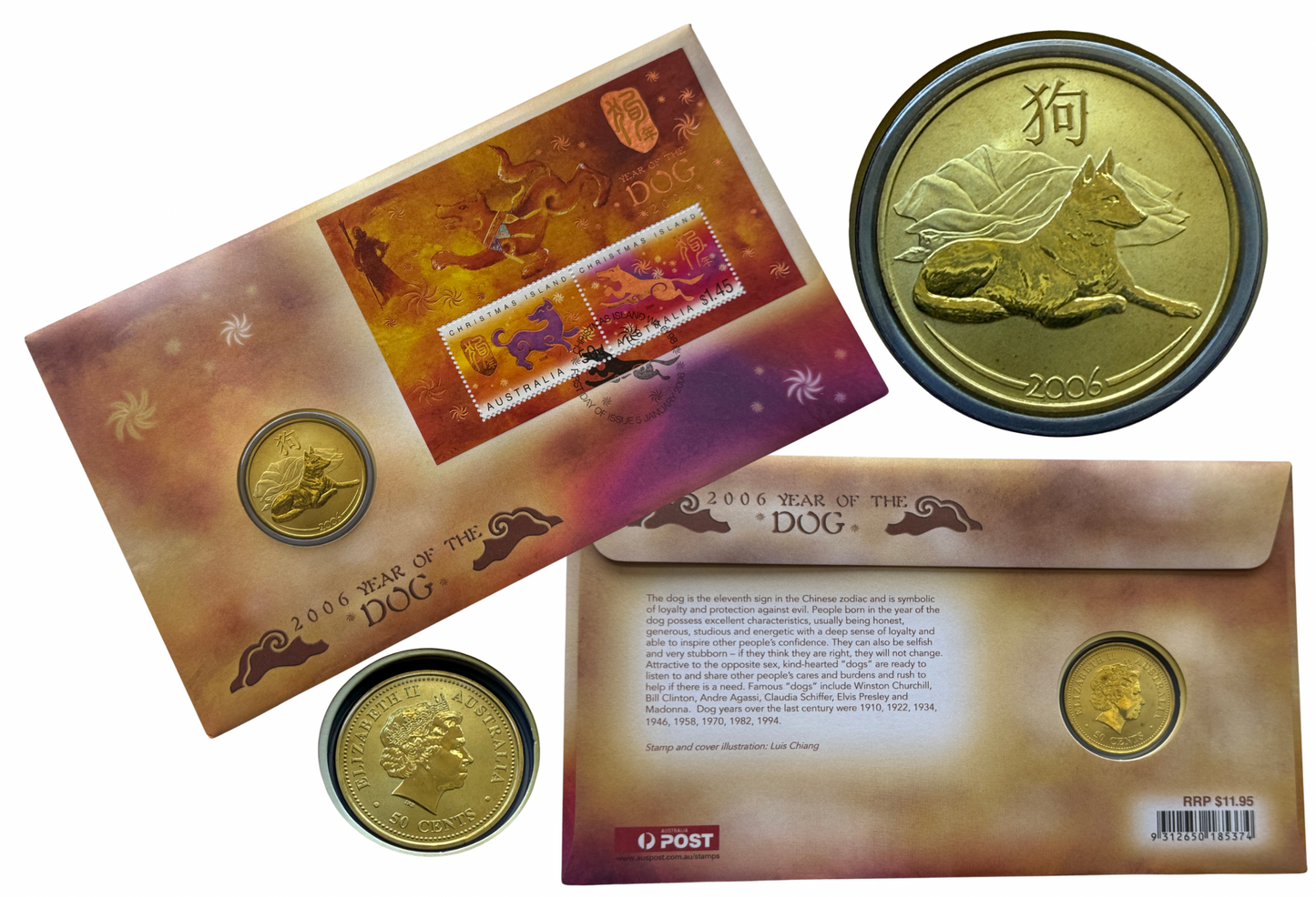 2006 Year of The Dog PNC - Perth Mint 50 Cent PNC