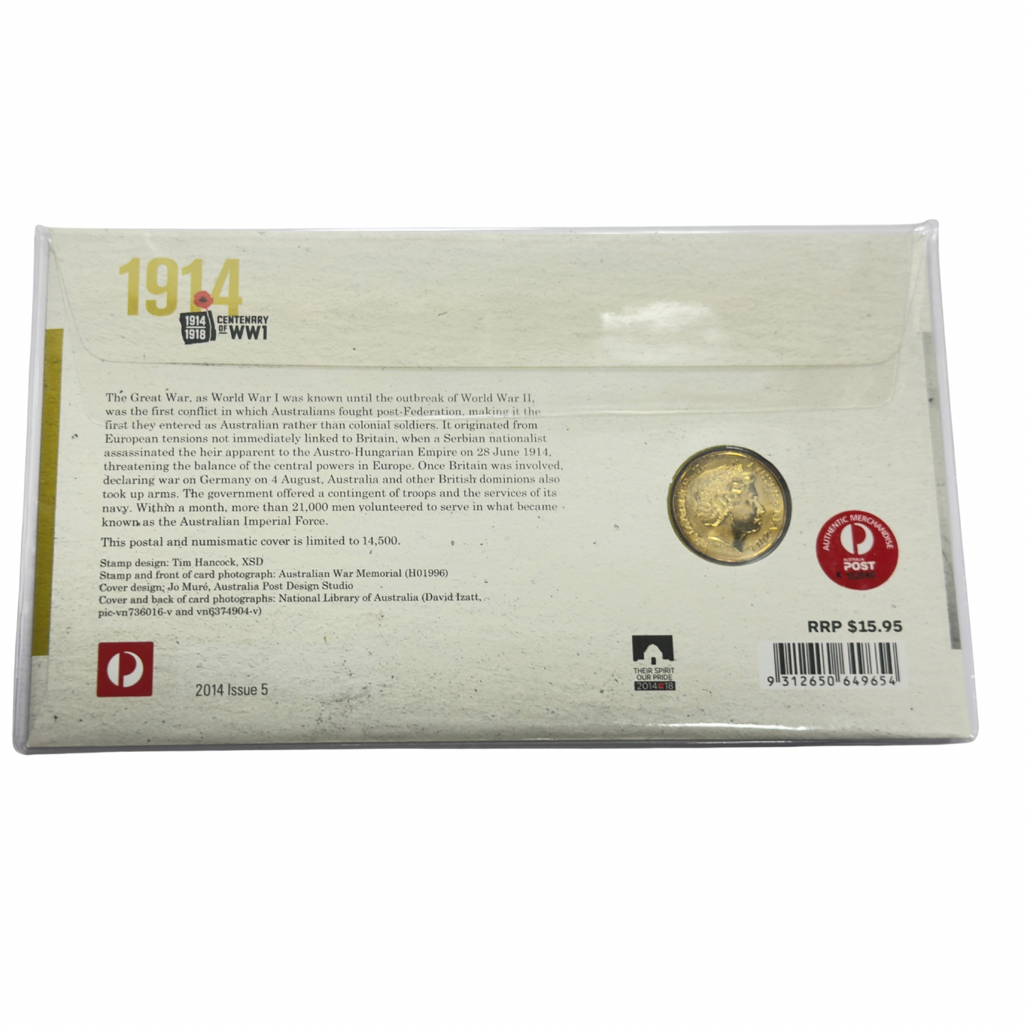 2014 $1 PNC - 1914 Centenary of WW1 OUR BOYS PNC